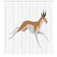 thumbnail image 2 of Antelope Shower Curtain, Simplistic Interpretation of Graphic Animal Image with Antlers, Fabric Bathroom Set with Hooks, 69W X 75L Inches Long, Amber Pale Grey and White, by Ambesonne, 2 of 2