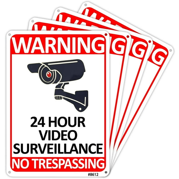 You're on Camera" High-Visibility Security Warning Sign, Aluminum, 10x7 Inches, UV Printed, Pack of 4, Outdoor Camera Alert Signage