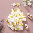 thumbnail image 2 of Kwasome Spring Outfits For Girls 2024 New Baby Checklist Toddler Sleeveless Cartoon Prints Ruffles Vest Tops T Shirt Shorts Outfits Baby Clothes Girls 6-9 Months Yellow, 2 of 6