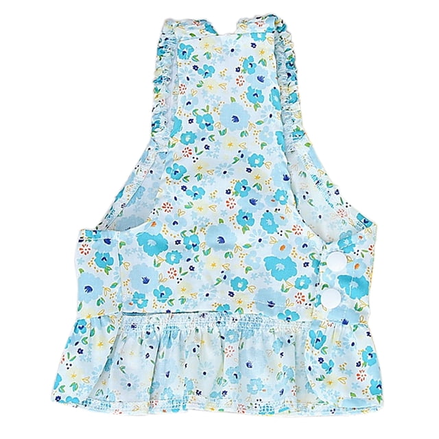 Vestidos bonitos para perros, vestidos con estampado de flores para cachorros, ropa para perros pequeños y gatos (azul) XL