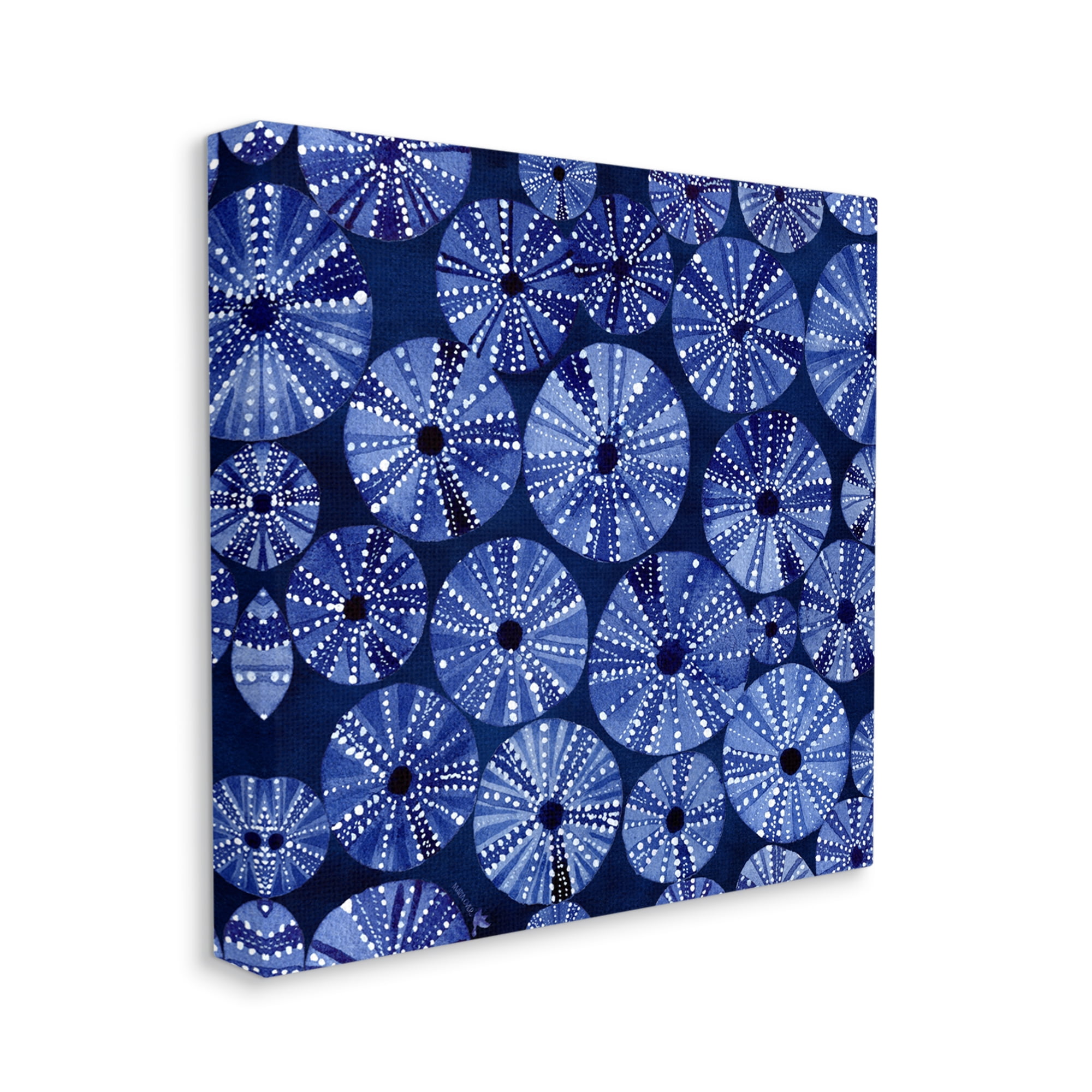 Stupell Industries Abstract Blue Sea Urchin Pattern Abstract Painting Gallery Wrapped Canvas Print Wall Art
