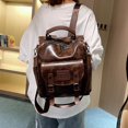 thumbnail image 2 of Backpack Women Soft Leather Fashion Large-capacity Travel Backpack School Bag,Black, 2 of 2
