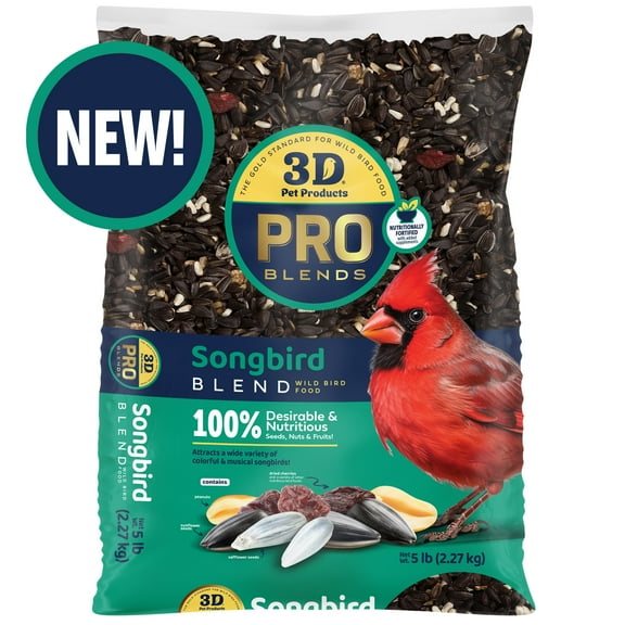 3-D Pro Blends Songbird Blend Wild Bird Food, Wild Bird Seeds, 5 Pounds
