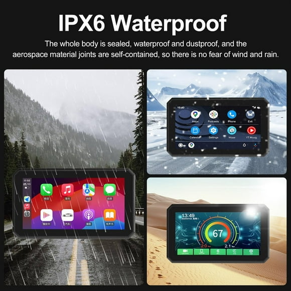 Motorcycle Navigation 5.5 Inch Display Screen GPS IP67 Waterproof Carplay Motorcycle Wireless Android Auto Monitor,1 x Motorcycle Navigation Set,Black