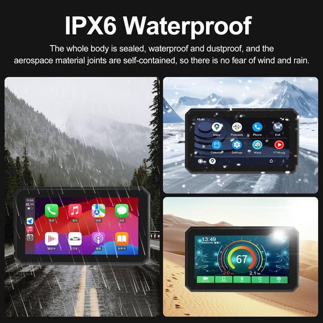 Motorcycle Navigation 5.5 Inch Display Screen GPS IP67 Waterproof Carplay Motorcycle Wireless Android Auto Monitor,1 x Motorcycle Navigation Set,Black