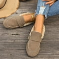 thumbnail image 2 of YLYL Women Suede Winter Flats Buckle Strap Low Heel Round Toe Slip on Comfortable Warm Walking Shoes, 2 of 9