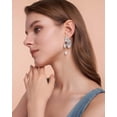 thumbnail image 2 of 18K Gold Statement Earrings for Women by Leander, Chunky Dangle Leaf Fan Shape Flower Earrings, Vintage Boho Accessories by Leander, 18K Gold Plated Trendy Fashion Jewelry Gifts, 2 of 5