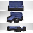 thumbnail image 6 of 6 Pieces Patio Furniture Sets Daybed with Retractable Canopy, Outdoor Rattan Sectional Sofa Set, Wicker Patio Seating Chairs with Adjustable Backrest for Backyard,Garden,Poolside (Blue+Brown), 6 of 7