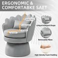 thumbnail image 5 of Newnno 360° Swivel Accent Chairs Set of 2, Mid-Century Modern Velvet Barrel Chair, Comfy Shell Shape Arm Chair with Lumbar Pillow for Living Room, Bedroom, Office, Gray, 5 of 13