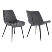 Armen Living Loralie Gray Faux Leather and Black Metal Dining Chairs - Set of 2