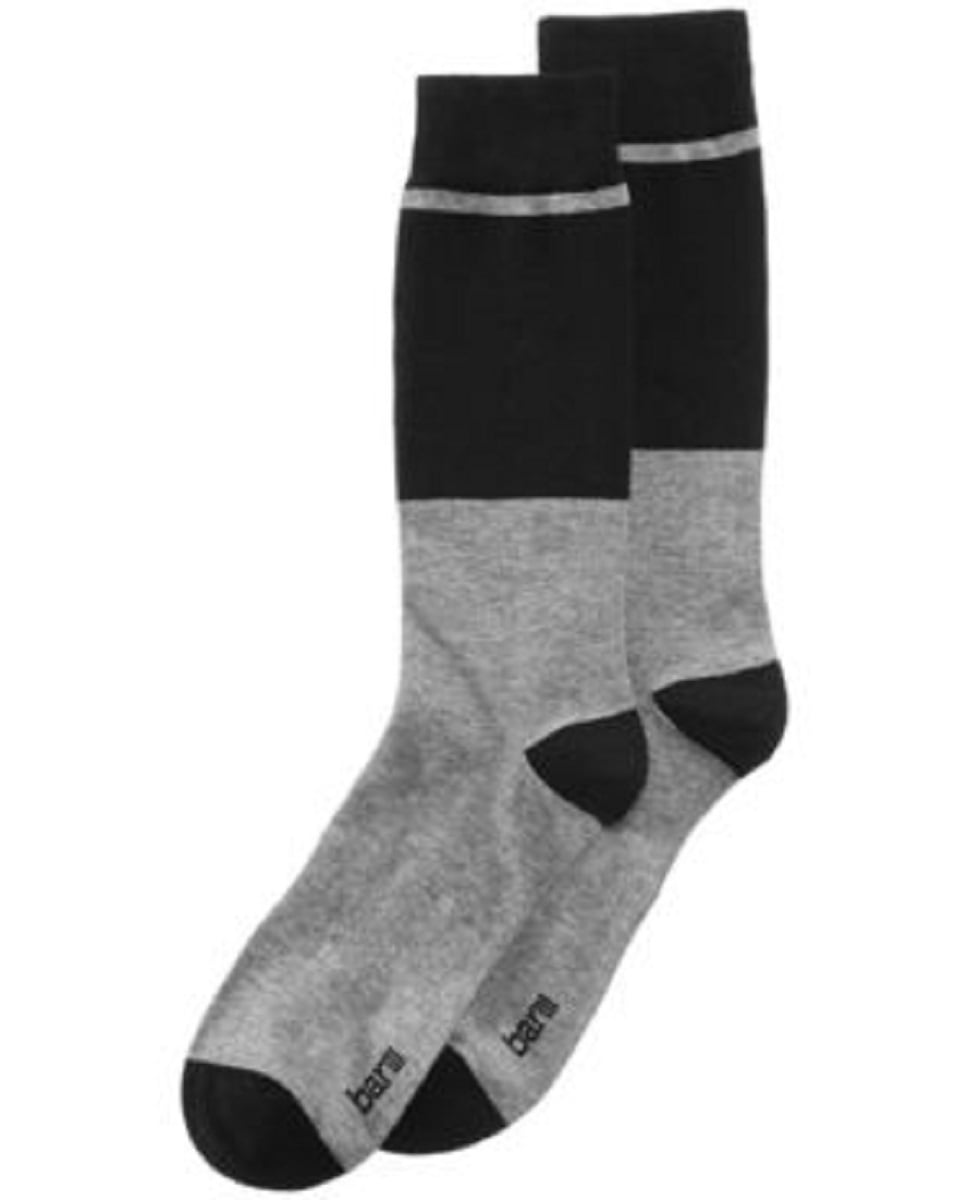 Bar III Bar III Mens Printed Seamless Toe Crew Socks (Tonal Black