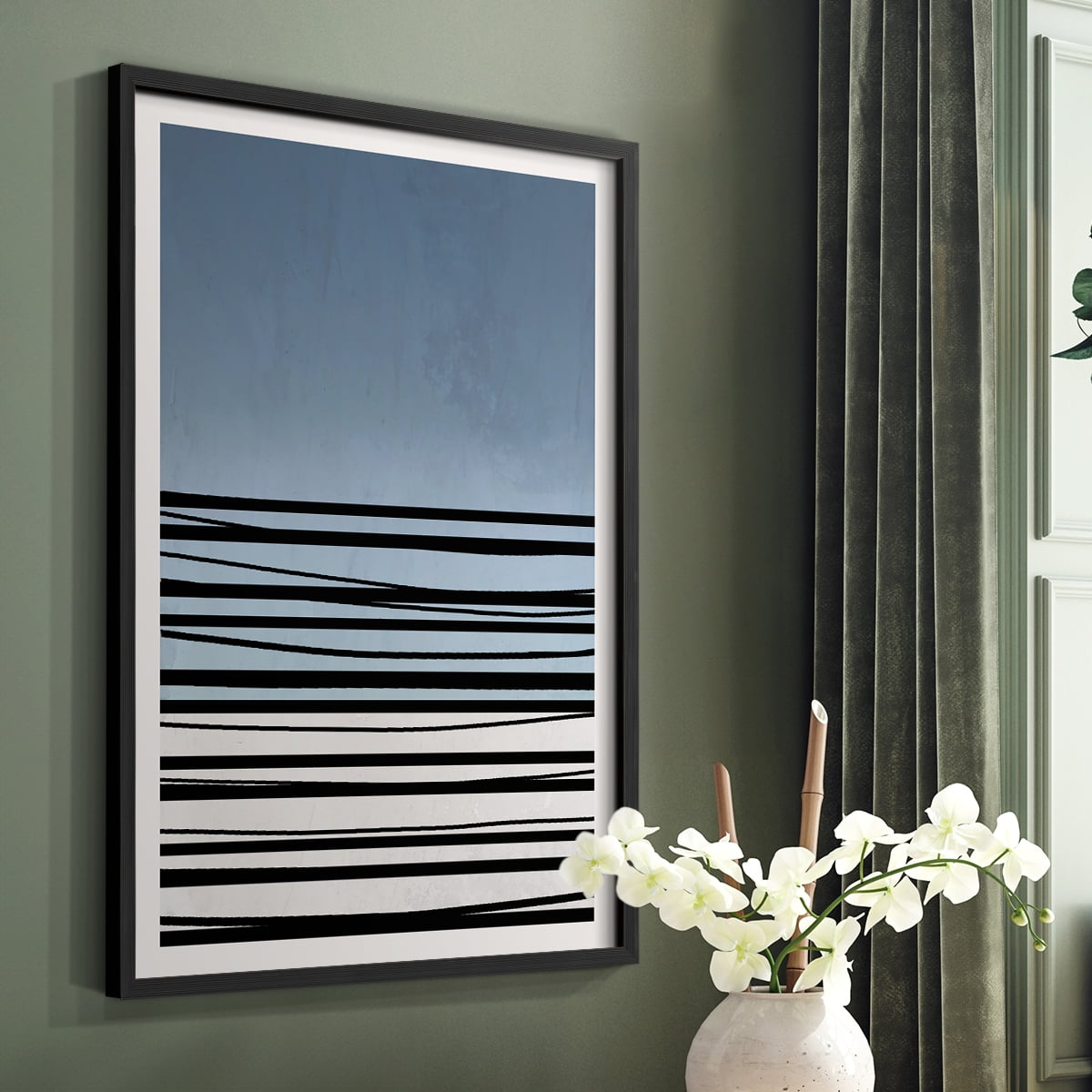Abstracto Azul II in Paper Solid Wood 16 x 20 Framed Print