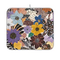 Yayeee Dish Drying Mat for Kitchen Counter 16"x18" Microfiber Absorbent Pad, Colorful Flowers