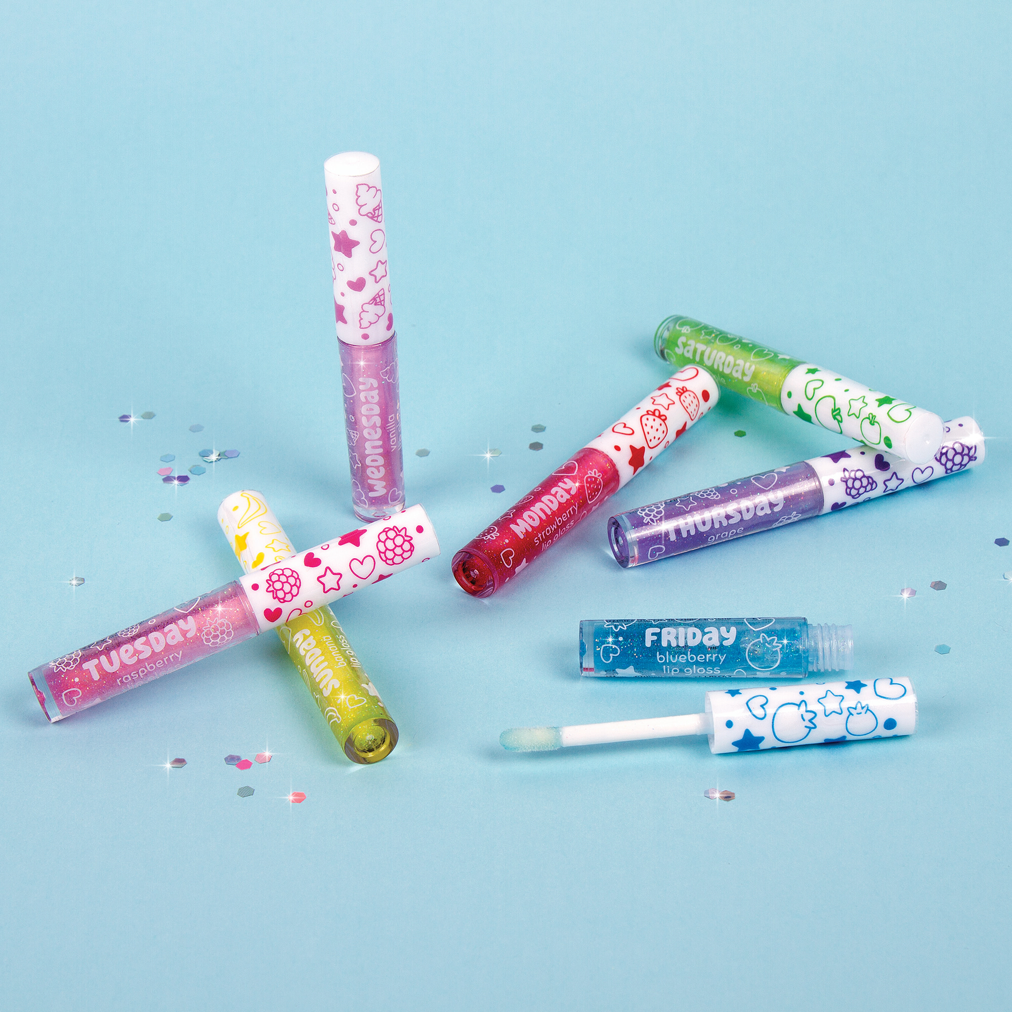 Three Cheers for Girls 7 Days Fruit Flavored Glitter Lip Gloss Set photo 5