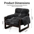 thumbnail image 2 of Chenille Accent Chair with Rolled Arms and Wooden Frame - Dark Gray, 2 of 10