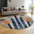 thumbnail image 6 of Addison Rugs Mayfield Premium Machine Washable Transitional Geometric Navy Round Rug, 8' x 8', 6 of 6