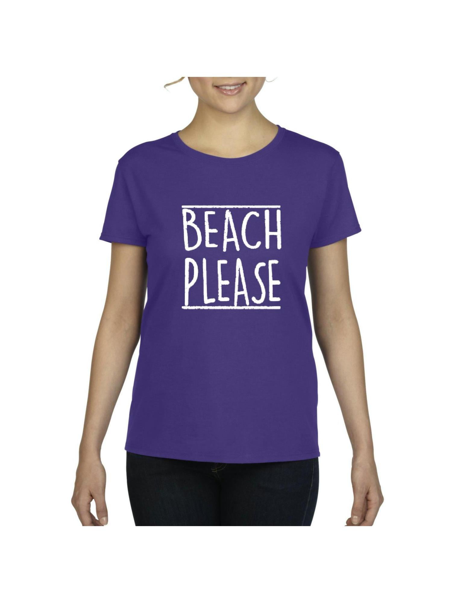 IWPF - Womens Beach Please Short Sleeve T-Shirt - Walmart.com - Walmart.com