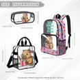 thumbnail image 4 of ZUXONGSY Capybara Book Print Stadium Approved Clear Backpack Set, 3 Piece Heavy Duty Transparent Bags with Lunch Bag & Pencil Case, for Concerts, Sports, Work, School, 4 of 5
