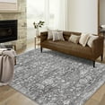 thumbnail image 3 of FairOnly Grey 8'x10'Machine Washable Vintage Floral Printed Low Pile Area Rug Non Slip Stain Resistant Foldable Floor Carpet for Living Room Bedroom, 3 of 7