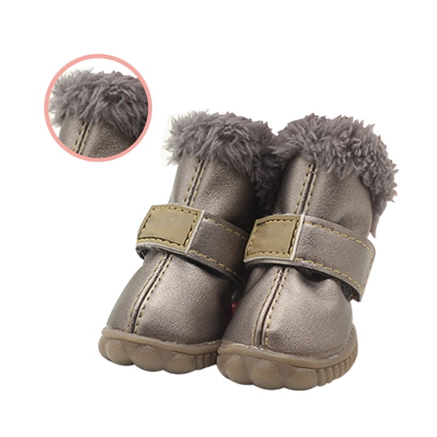 Greeniant TureClos, 4 Uds., zapatos para perros, botas de nieve impermeables de lana difusa cálida, calzado de invierno para mascotas de cuero PU Ropa para mascotas plata tipo 5 Greeniant PT000057-25B