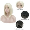 thumbnail image 6 of Unique Bargains Lace Front Wigs for Women 12" Beige Medium Long Straight Bob with Wig Cap, 6 of 8