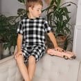 thumbnail image 4 of Fotbe White And Black Plaid Pijama Estampada de 2 Piezas para Niños – Ropa de Dormir de Manga Corta Cómoda para Niños y Niñas, Camiseta y Shorts de Algodón-Small, 4 of 6