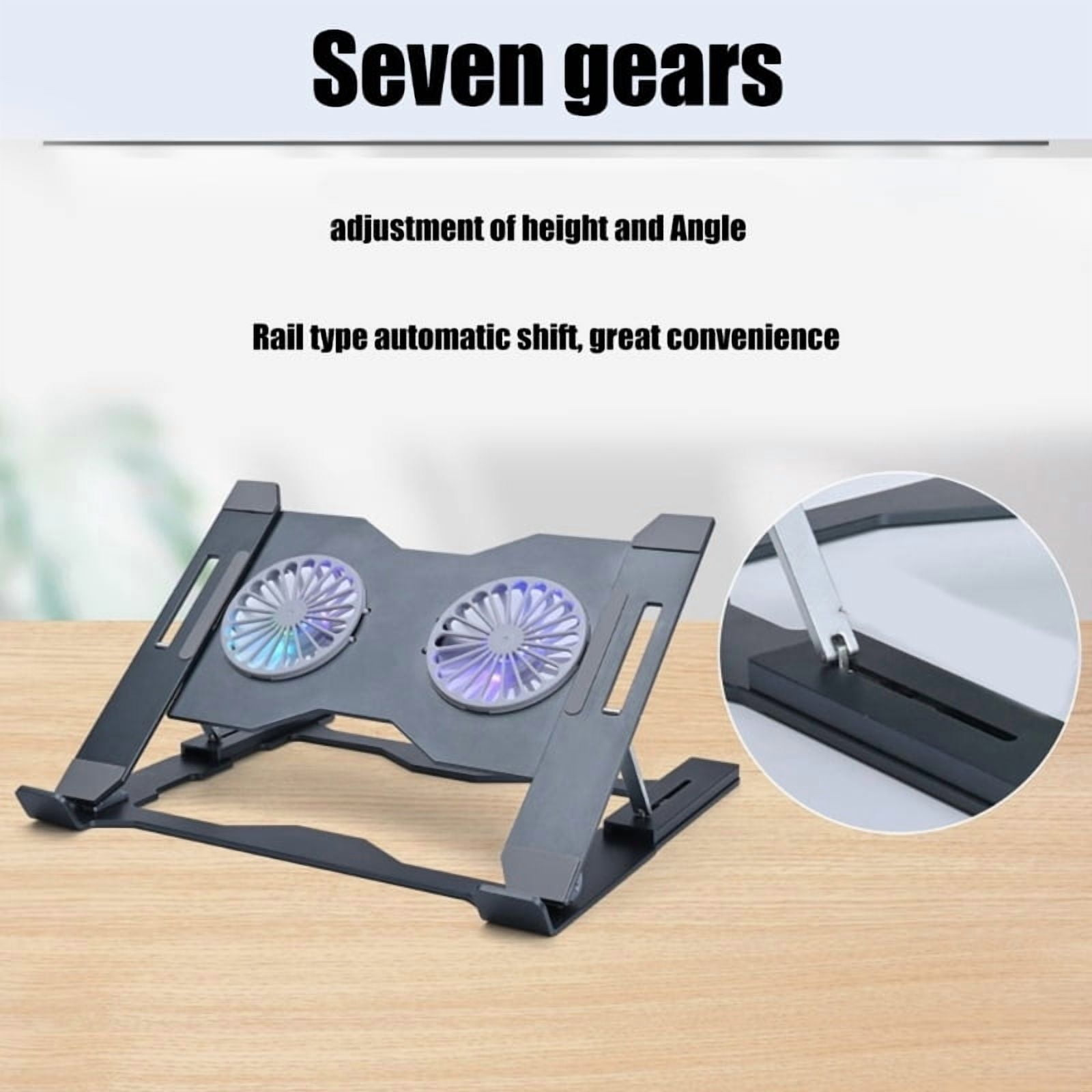 Portable Laptop Cooling Pad With 8 Angle Adjustment and Colorful LED Gaming Coolers Stand