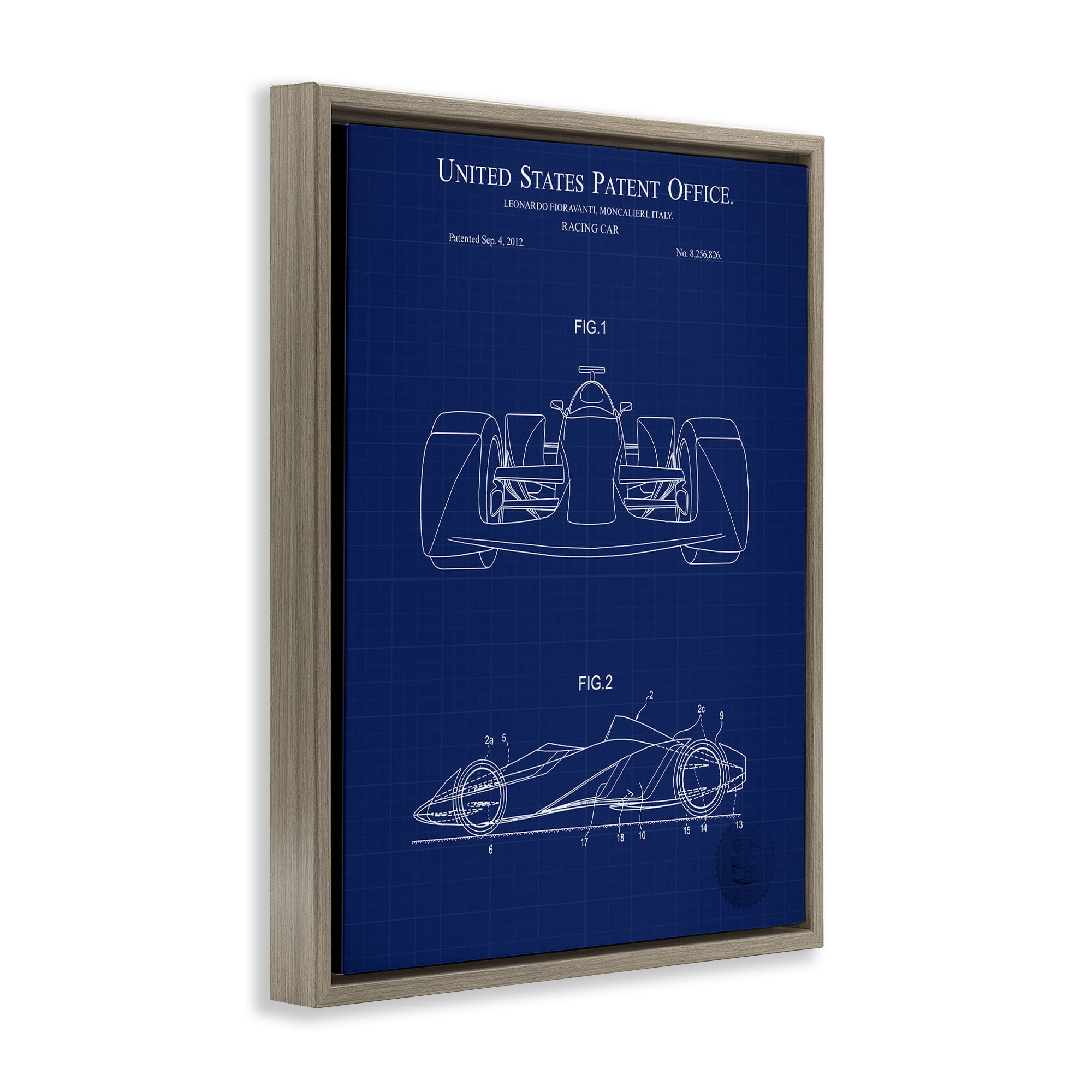 Stupell Industries Racing Car Blueprint Transportation Painting Brown Floater Framed Art Print Wall Art, 25 x 31