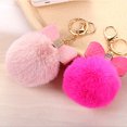 thumbnail image 2 of justharion Cute Plush Hairball Fashion Keychain PU Decoration Portable Keyring Waist Key Chain Ornament Ring Decorative Accessory Red, 2 of 9