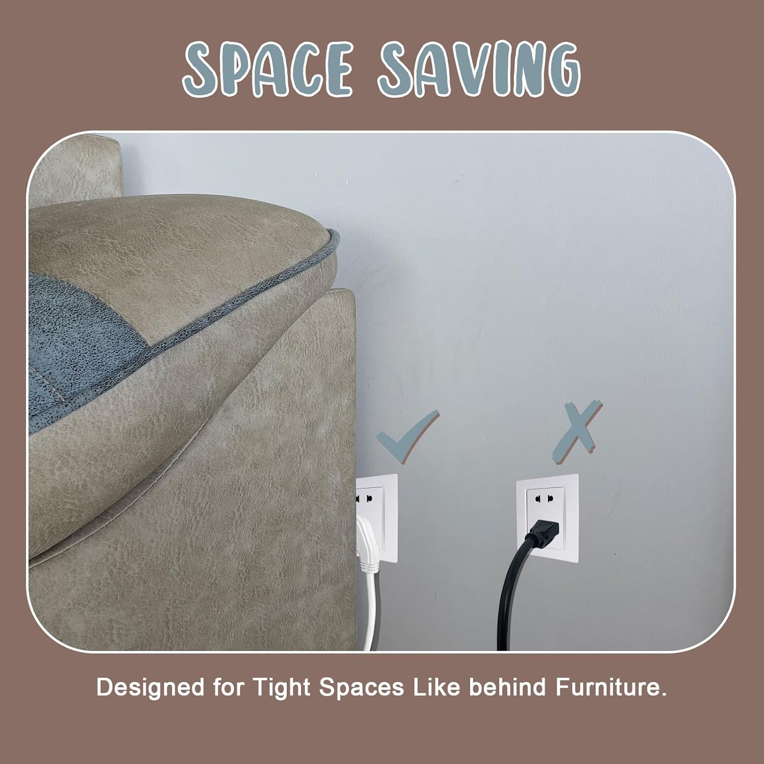 10 Ft Flat Plug Extension Cord，16/3 SJT Indoor Low Profile 3 Outlets Extension Cable with 45° Angled Flat Plug, Multiple Outlets Extension Cord, White