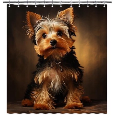Funny Yorkshire Terrier Dog Shower Curtain for Bathroom Home Decor Dog Puppy Pet Animal Print Bath Curtains with 12 Hooks 66x72 Inch Style 3