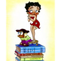 Betty Boop Saucy Pose With Bimbo On Books 24X36 Classic Hollywood Poster