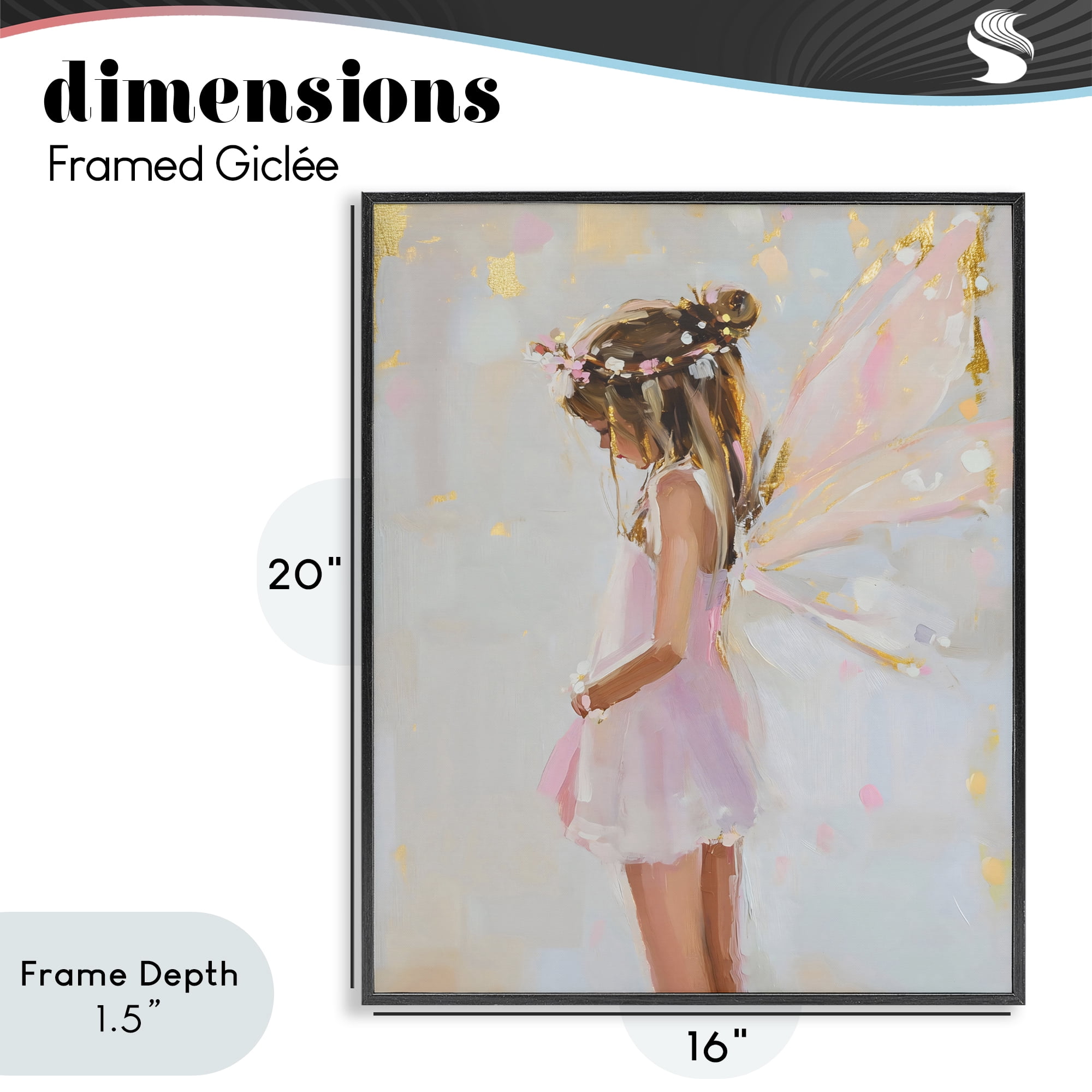 Stupell Industries Youthful Fairy Girl Black Framed Giclee Art, design by The Prints Vibe