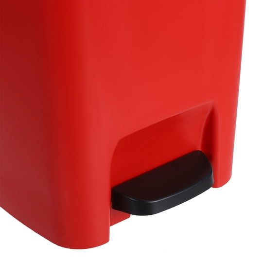 ELAYARD Modern Red Plastic Foot Pedal Trash Can with Lid for Bedroom and Office Waste