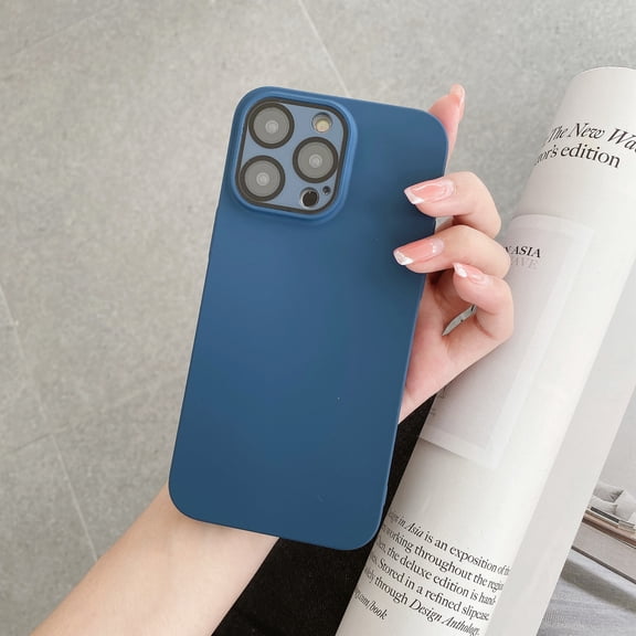 for iPhone 14 Case with Lens Protective Film, Drop Protection Shockproof Case, Full Camera Lens Protector Lightweight Slim Frosted Matte Phone Cover for iPhone 14, Navyblue