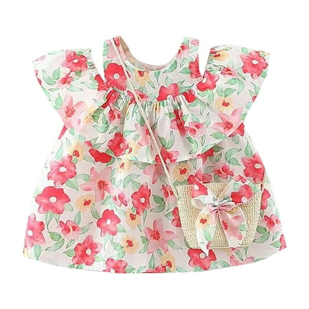 

Pedort Dresses For Teens Toddler Kids Girls Summer Dress Sling Floral Casual Dress Pattern Girls Party Dress Sleeveless A 73