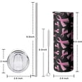 thumbnail image 5 of 20oz Pink Breast Cancer Skinny Tumblers Stainless Steel Tumbler with Lid and Straw,Vacuum Insulated Double Wall Travel Tumbler Cups with Cleaning Brush for Coffee,Tea, 5 of 6