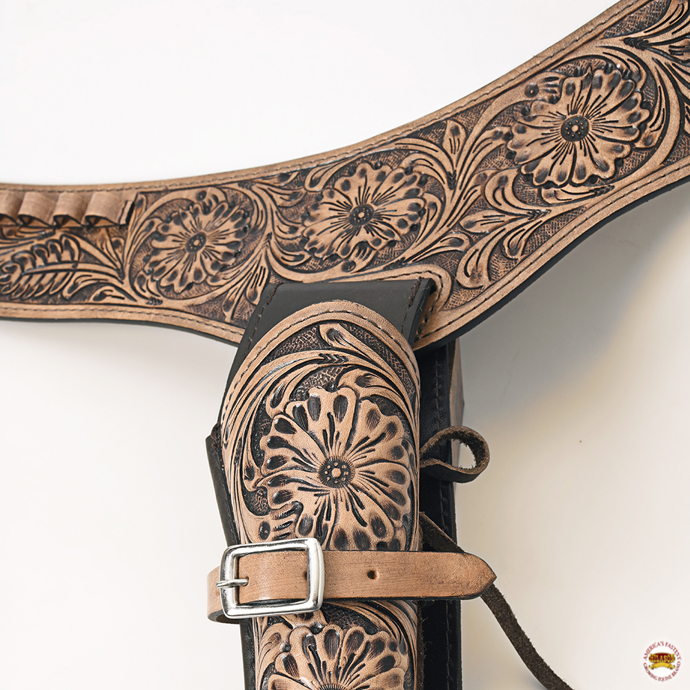 36 In Hilason Western Right Hand Gun Holster Rig 44/45 Cal Leather Cowboy