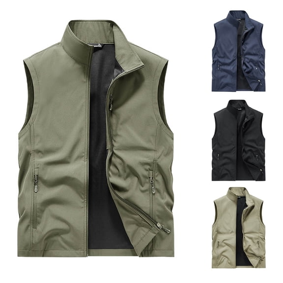 RYDCOT Mens Casual Lightweight Travel Vest Summer Utility Sai Vest Sleeveless Jackets for Travel Hiking Fishing Khaki