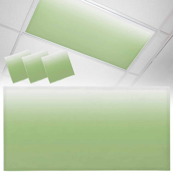3 Pack Vibrant Green Fluorescent Light Covers for Ceiling Lights and White Gradient Magnetic Ceiling Light Covers Overhead Light Filters for Office Classroom Home