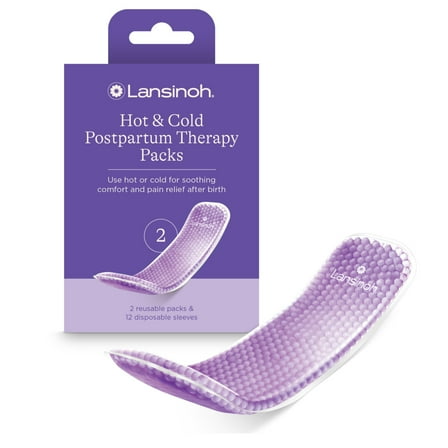 Lansinoh Hot and Cold Pads, Postpartum Essentials, Purple, 2 Count