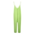 thumbnail image 4 of Women Casual Jumpsuits Summer Sleeveless Loose Jumpsuit Shoulder Strap Adjustable Long Pants Rompers with Pockets Green L, 4 of 6