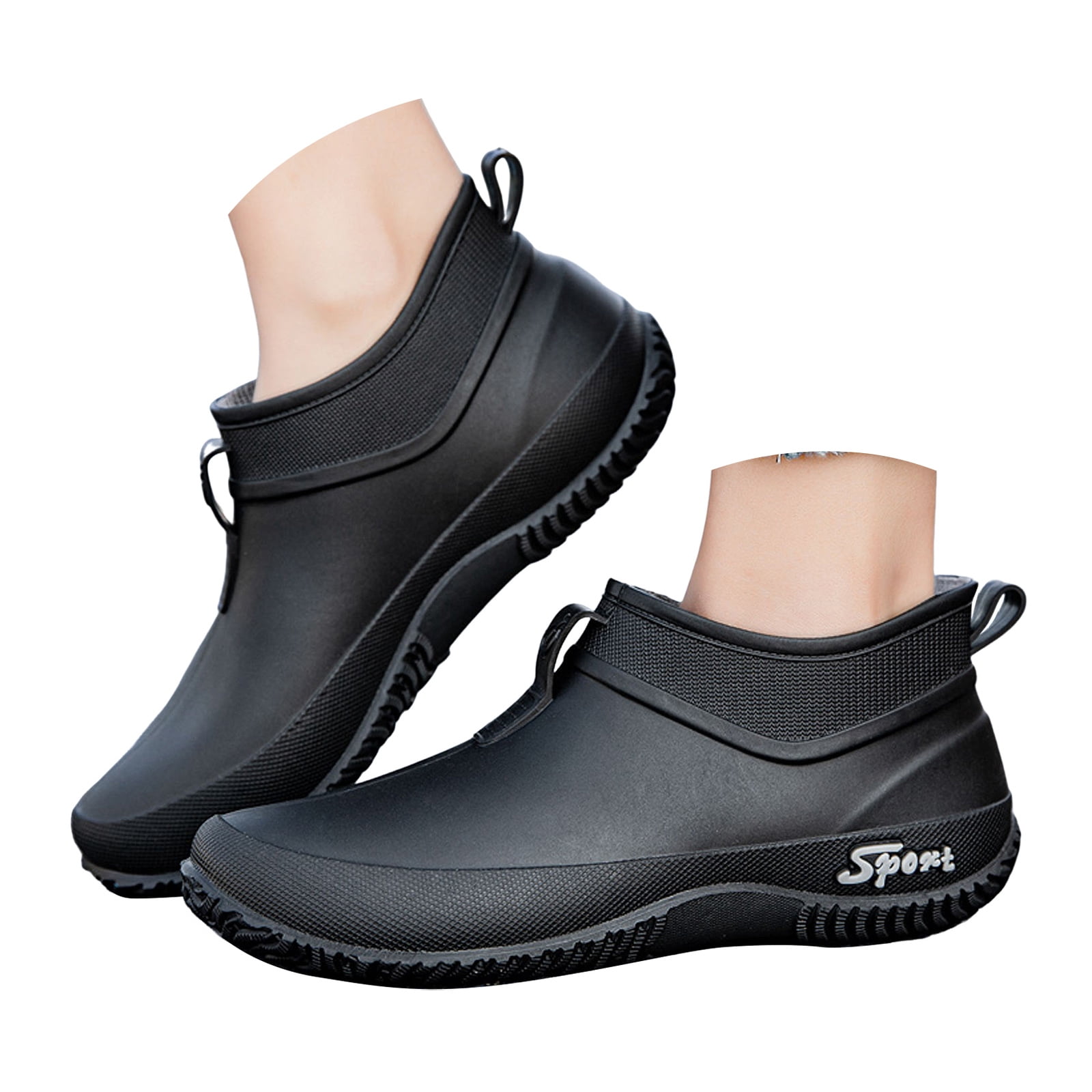 Chenyee Slip On Rubber Rain Boots for Women Non Slip Water-proof Garden Shoes Short Ankle Booties