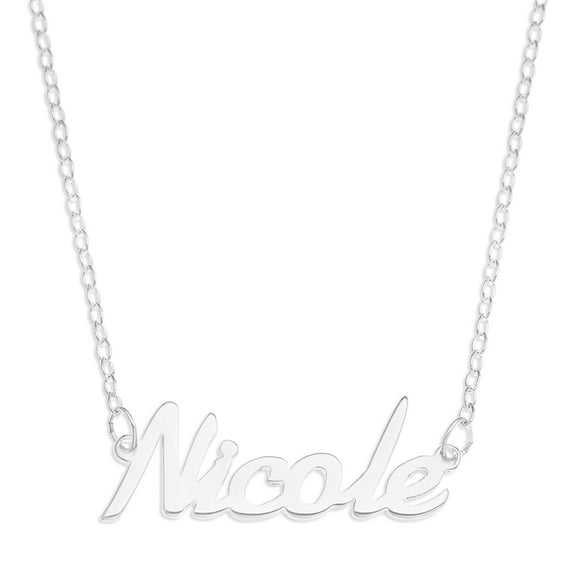 Sterling Silver 'Nicole' Name Pendant - White