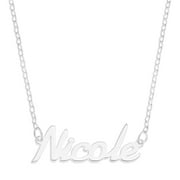 Sterling Silver 'Nicole' Name Pendant - White