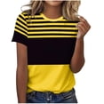 thumbnail image 2 of Womens T Shirt Short Sleeve Crew Neck Basic Color Block Tee Tops Spring Summer Tops Trendy Business Causal Outfits Work Blouses, 2 of 6