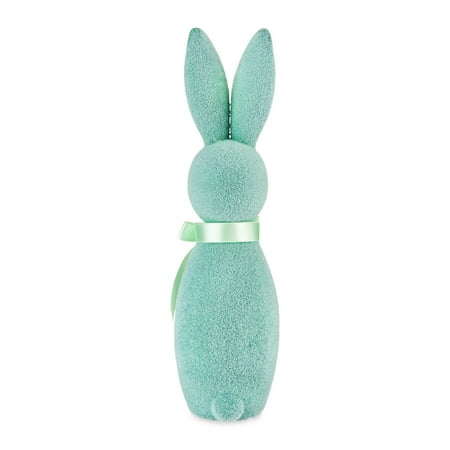 Way to Celebrate Easter Flocked Bunny Decor, Mint, 16"