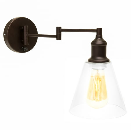 Best Choice Products Single Light Industrial Wall Sconce Plug-In or Hardwire w/ 6FT cord (Dark