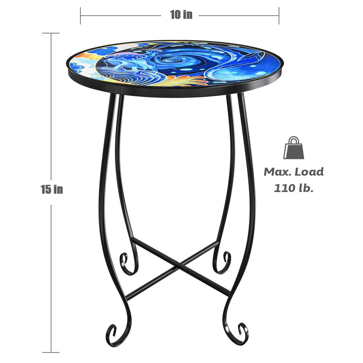 Haibin 2 Pack Outdoor Side Table, 15 inch high Small Patio Outdoor Table Indoor Folding Round End Table with Plant Stand for Bistro Balcony Garden