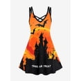 thumbnail image 1 of Rosegal Women's Halloween Bat Castle Print A Line Dress, 1 of 5